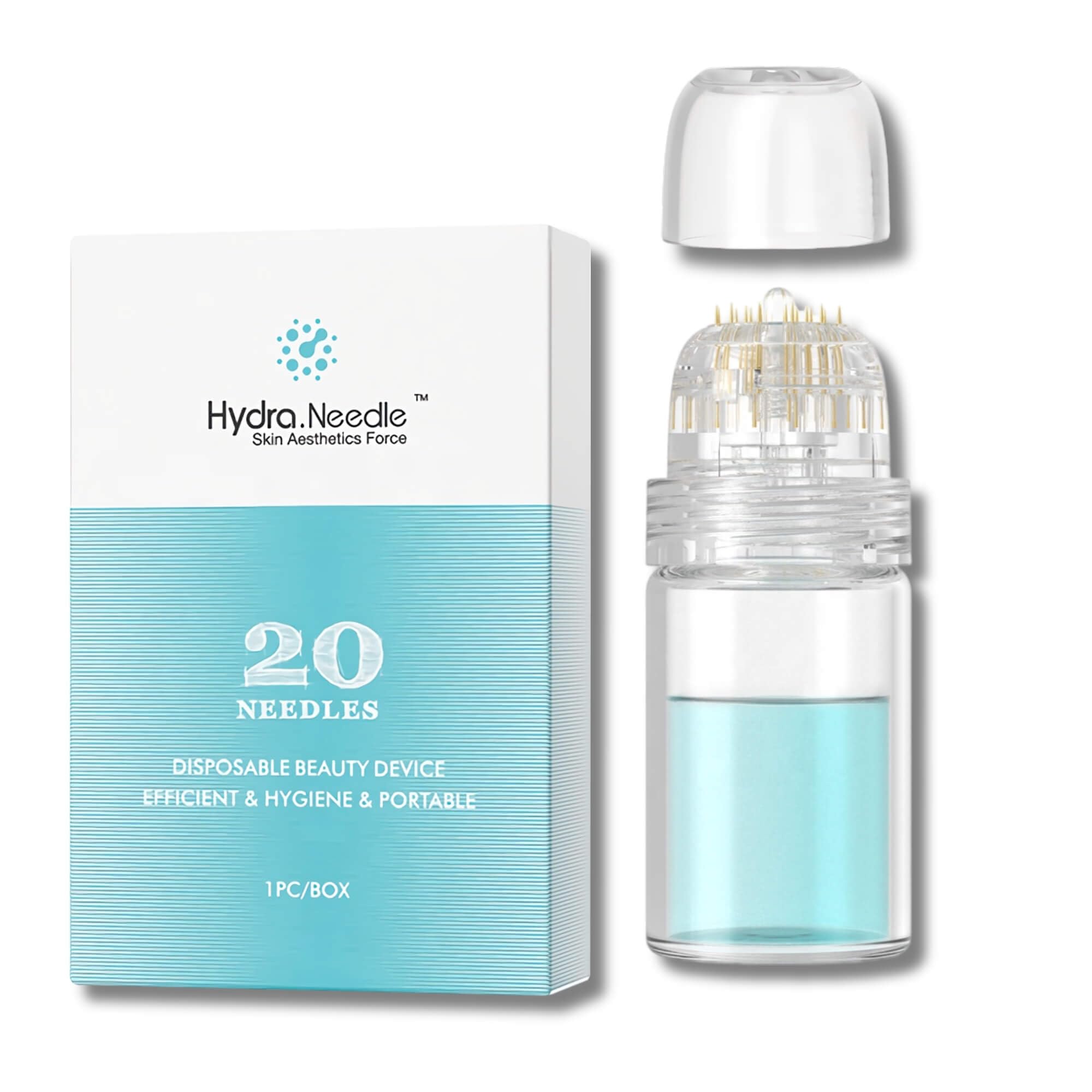 Hydra Needle 20 Pin Ultra-Fine 20pcs Needles Derma Stamp 0.5mm, Microinfusion Device Microneedling Stamper Reusable Facial Skincare Tool Fine Touch Serum Applicator for Home Use