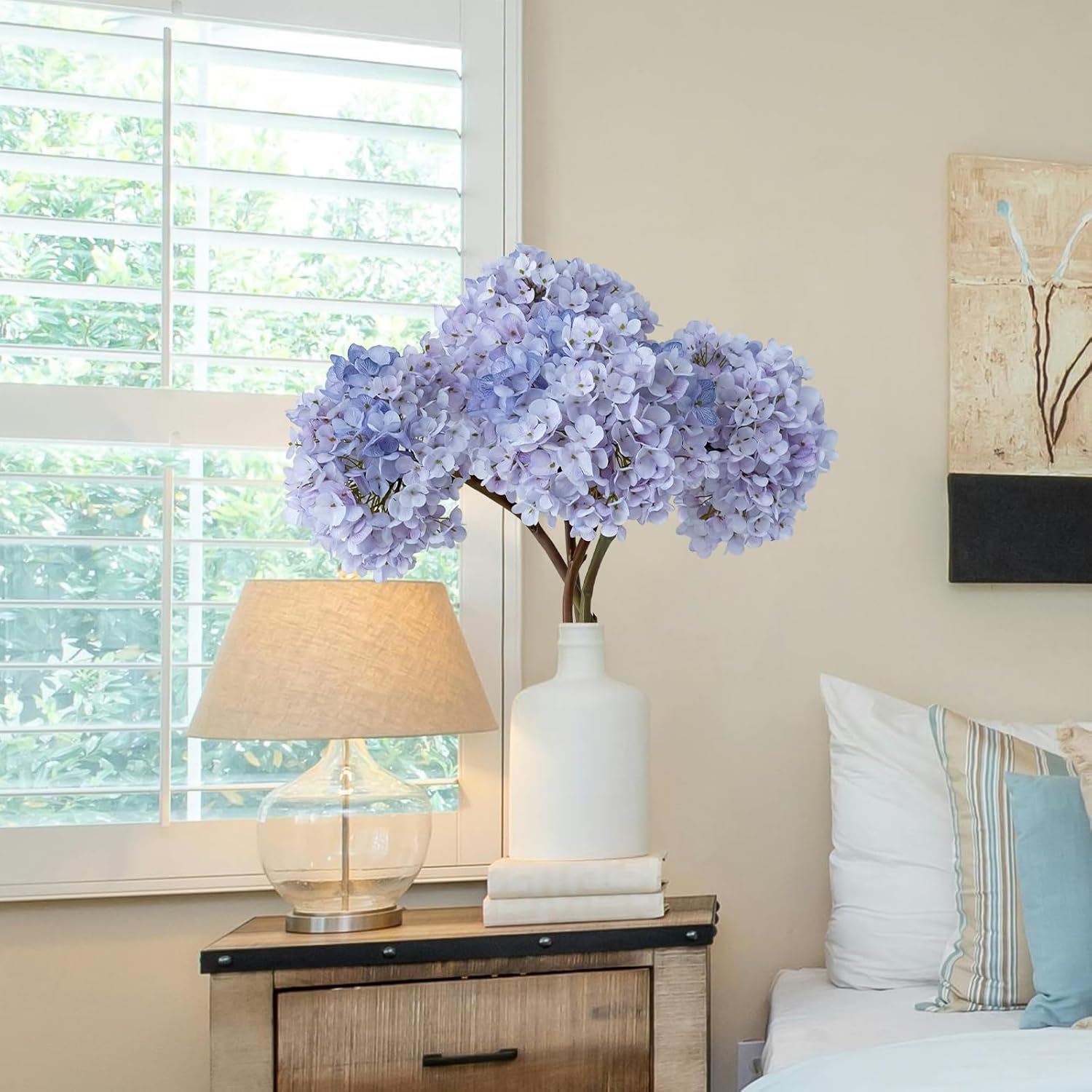 3PCS Purple Hydrangea Artificial Flowers 25.6" Large Fake Hydrangeas Flowers with Stems Faux Silk Bouquet for Indoor Home Decor Table Wedding Party Floral Outdoor Centerpieces - Image 6