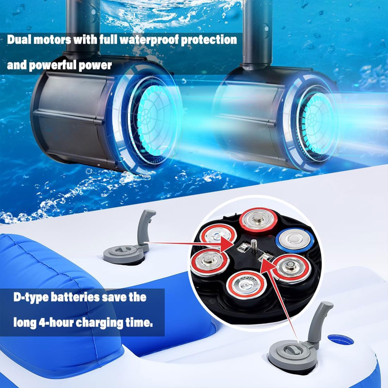 Flotador Eléctrico Motorizado for Piscina, Tumbona Inflable