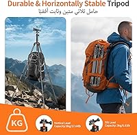 Vista 6 de XXZU Trípode de cámara de 180 cm, trípode para cámara y teléfono con cabeza de bola de 360° y soporte para smartphone, trípode de aluminio