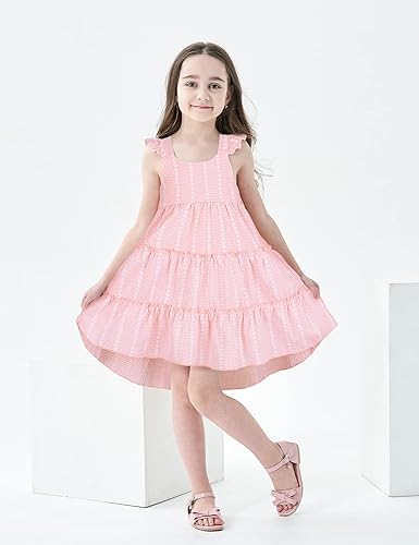 Vista 2 de Hipea Vestidos para niñas pequeñas, sin mangas, sin espalda, con bloques de color, vestidos casuales de playa para niños