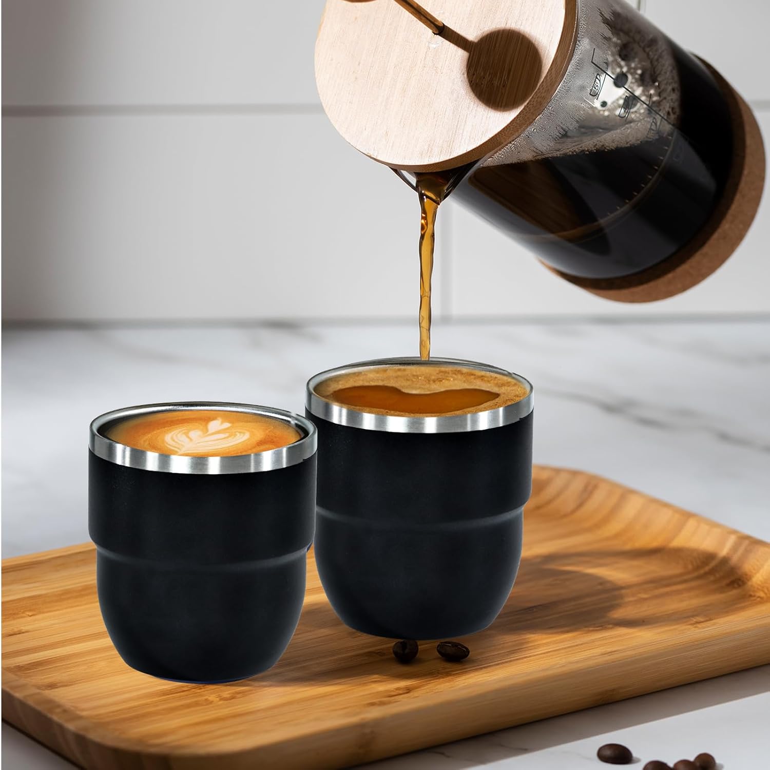 4oz Stackable Cup, Vacuum Insulated Espresso Cup Set of 2, Espresso Shot Glass for Coffee, Double Wall Stainless Steel Mini Tumbler Shot Glasses with Straw and Lid - Image 5