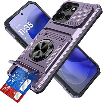 for Moto G Power 2025/2026 Wallet Case, Lilac | with Credit Card Holder Rotated Ring Kickstand Heavy Duty Rugged Military Grade Shockproof Protective Phone Case Cover