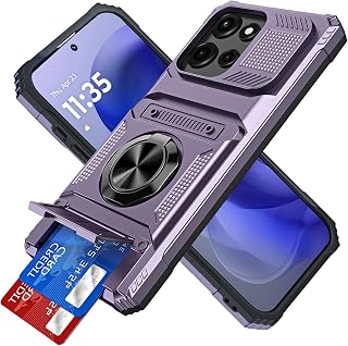 for Moto G Power 2025/2026 Wallet Case, Lilac | with Credit Card Holder Rotated Ring Kickstand Heavy Duty Rugged Military Grade Shockproof Protective Phone Case Cover