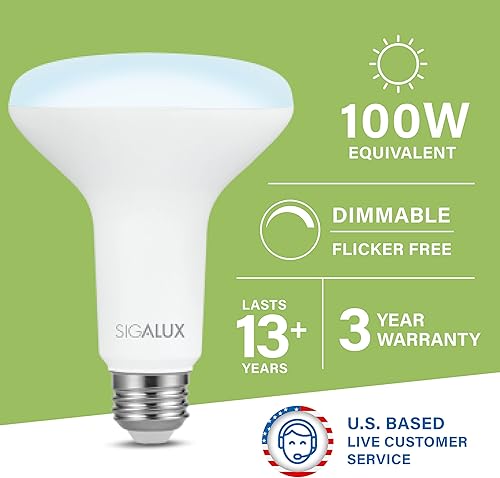 Miniatura 8 de Sigalux Luces LED de inundación para interiores, bombilla LED BR30 equivalente a 65 W, bombillas empotrables regulables de 650 lúmenes, 5000 K,