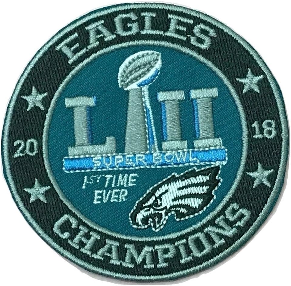 Eagles Football Champions 4 Inches Wide Iron On Sew On Embroidered Patch
