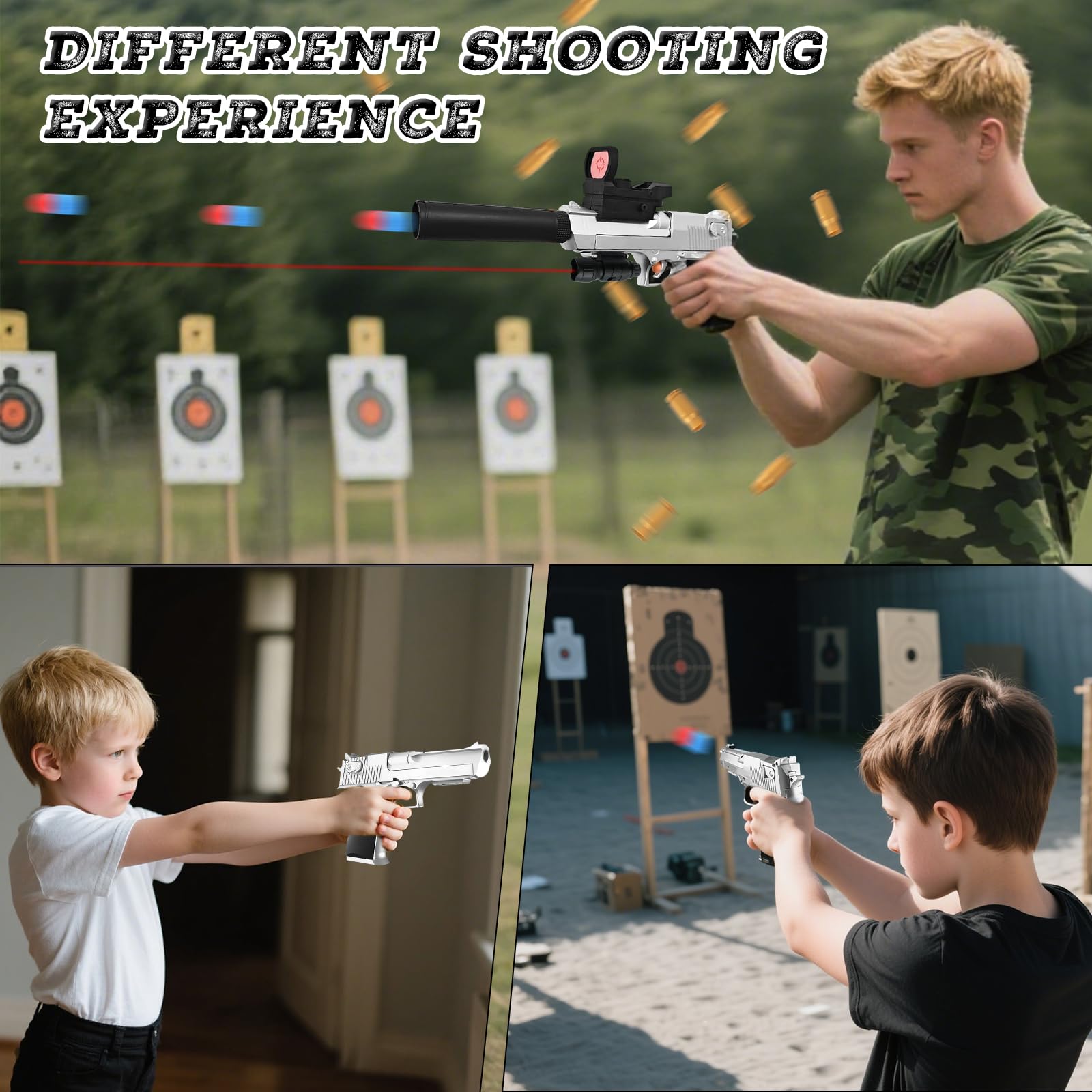 Pistola Giocattolo Bambini, Pistola Giocattolo a Proiettile Morbido, Armi Giocattolo, Pistola per Bambini, Blaster in Schiuma, Pistola Giocattolo Realistica, con Proiettile Morbido (Argento) | Pistola Soft Bullet in schiuma, con proiettili in schiuma, car