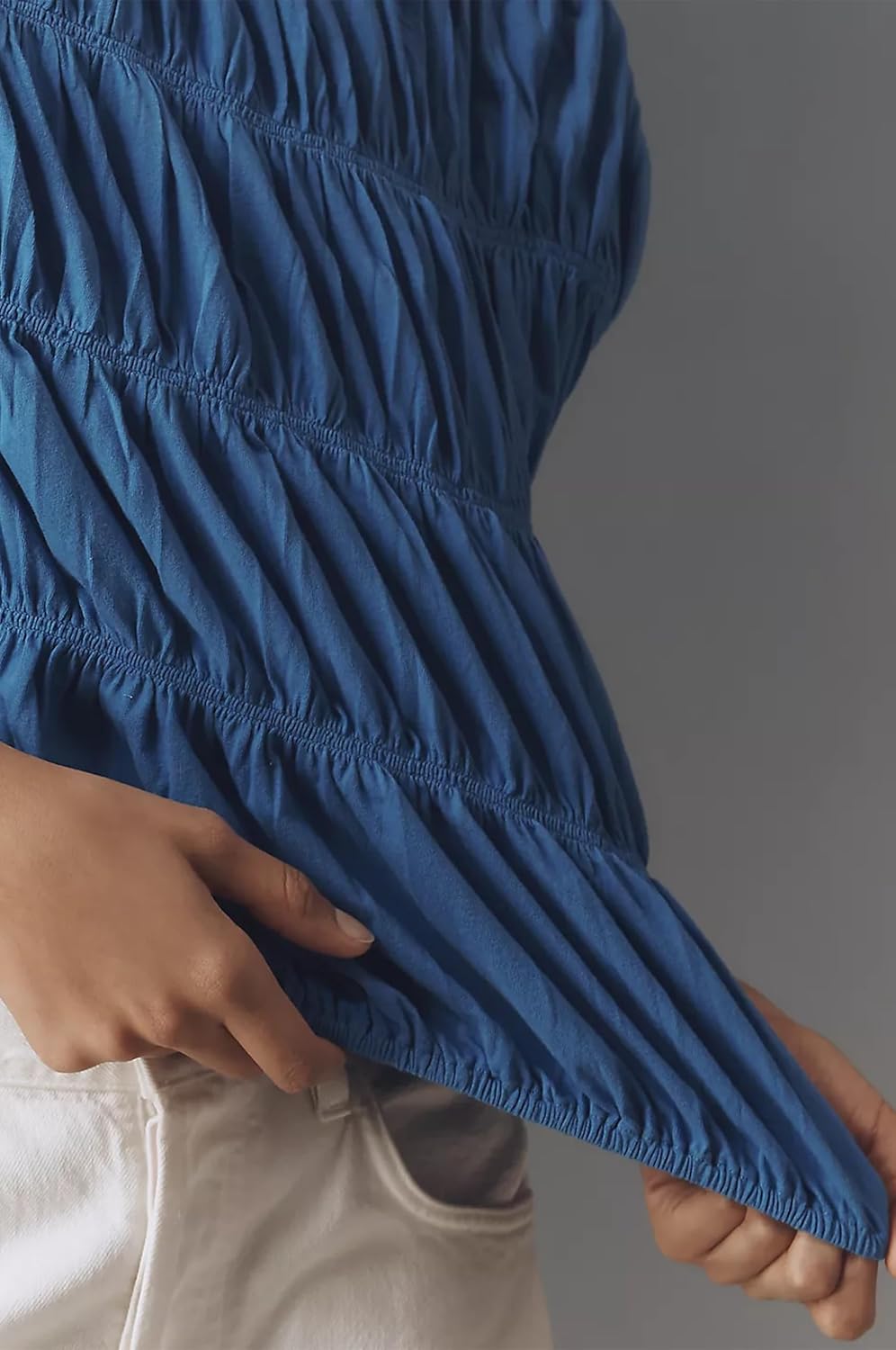 MISSACTIVER Women's Cute Tiered Shirred Bubble Top Solid Casual Crew Neck Cap Sleeve Tank Top Babydoll Tee Shirt Blouse Tops - Image 4