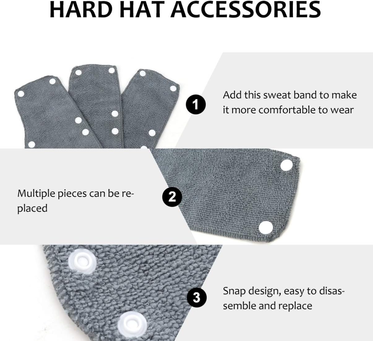 Hard Hat 6pcs Hard Hat Sweatband Cotton Liner Forehead Sweating Pad Washable Grey