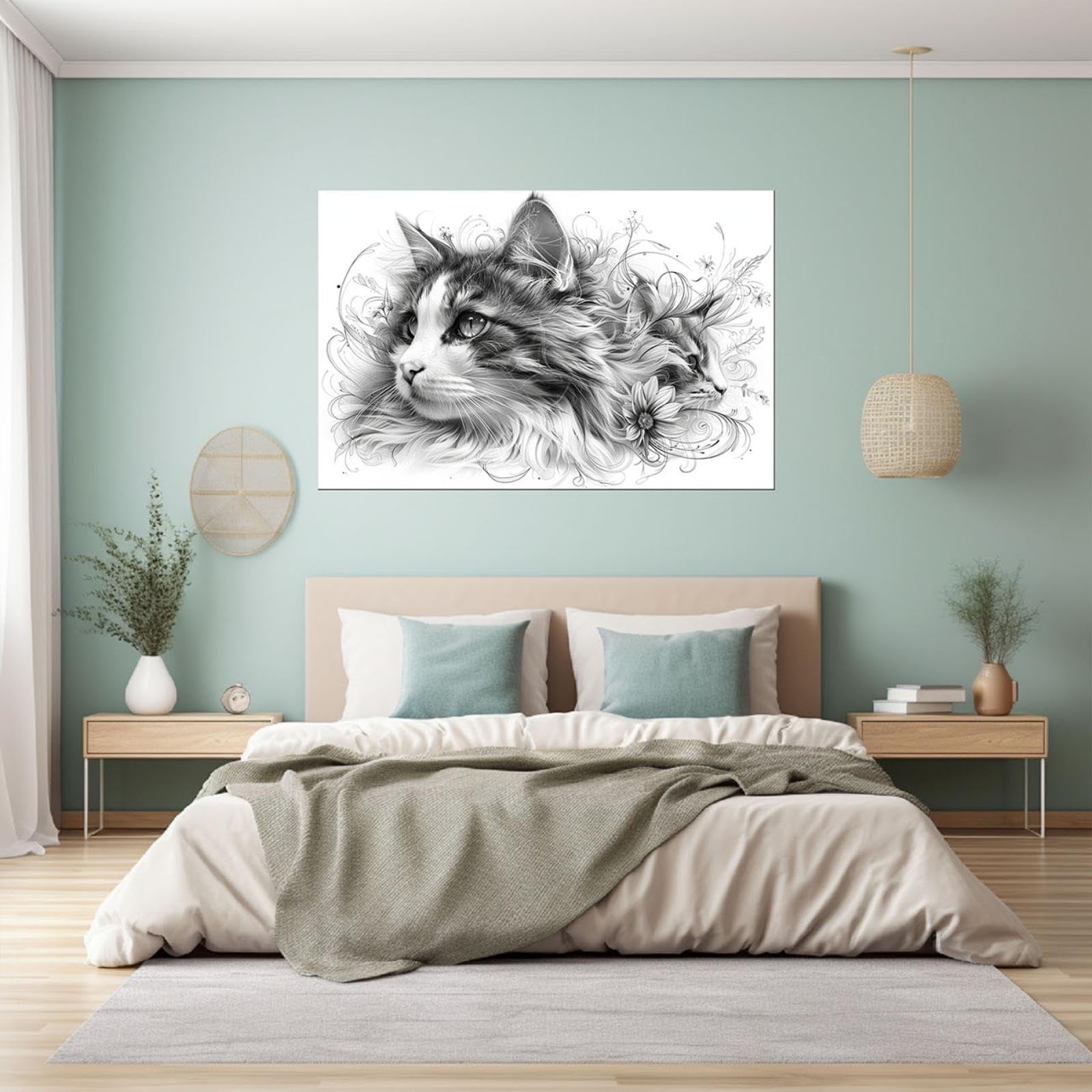 JOSUE Wandbilder Set 3-teilig - Abstrakte Blaue Leinwandbilder 40x60cm