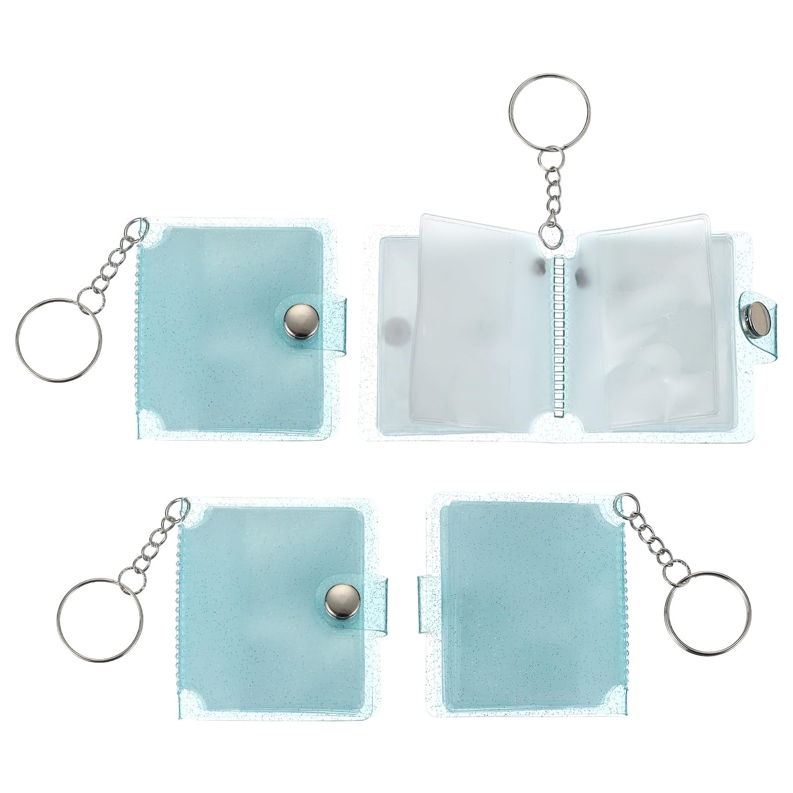 Mini album photo Saint-Valentin et mariage, porte-clés bleu en PVC uxcell Lot de 4