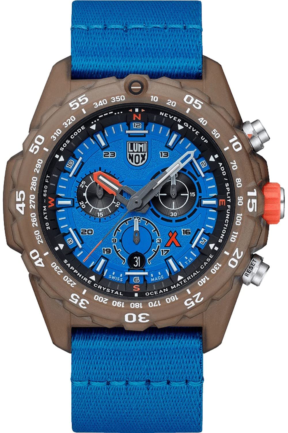 Luminox BEAR GRYLLS SURVIVAL 3740 ECO MASTER SERIES, NIEBIESKI, Chronograf