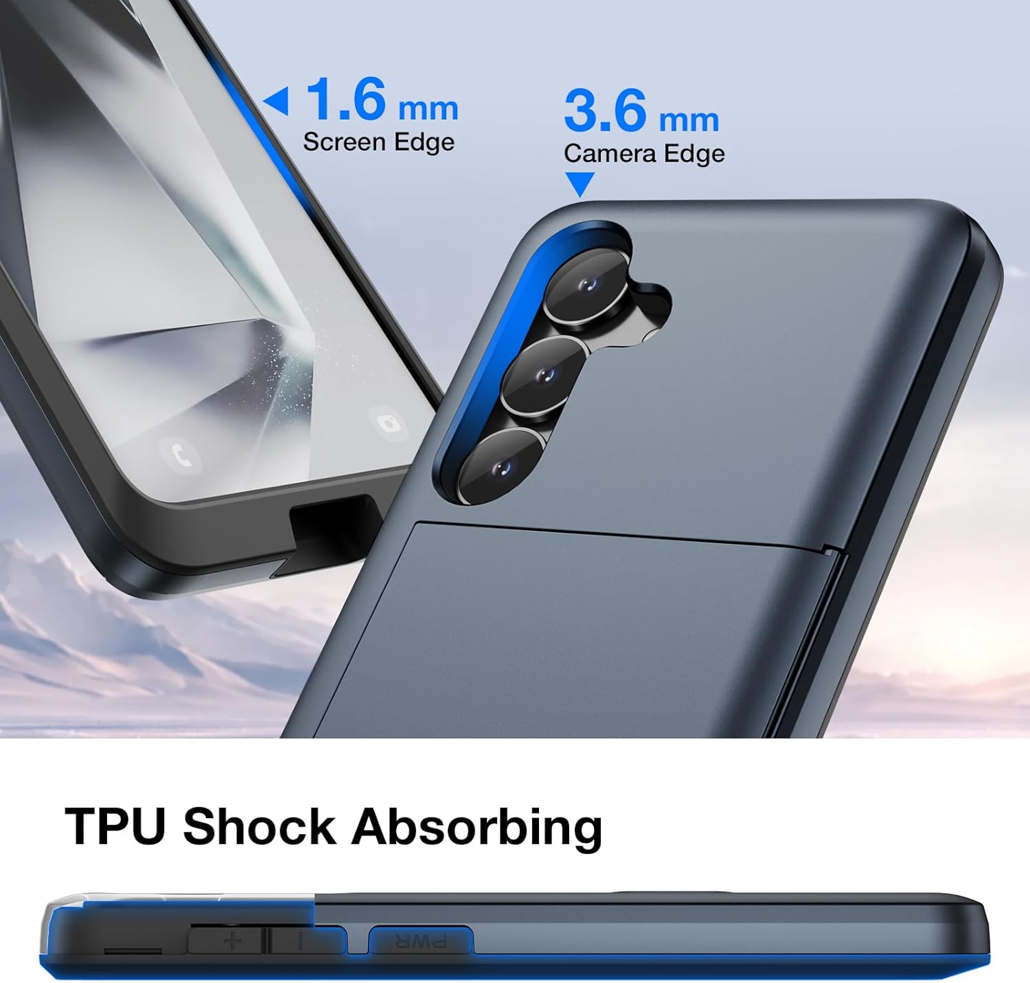 ZUSLAB Card Holder Slot Case Compatible with Samsung Galaxy S25 6.2 Inches 2025, Phone Wallet Case for Galaxy S25, Shockproof Rubber & PC Bumper Dual Cover for Women Men Teens, Dark Blue - Image 3