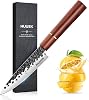 Huusk Japanese Paring Knife 5 Inch, Hand Forged Fruit Knife, High Carbon Steel Utility Kitchen Knife, Japanese Petty Chef Knife with Rosewood Handle, Small Peeling Knife for Vegetable, Gift for Dad