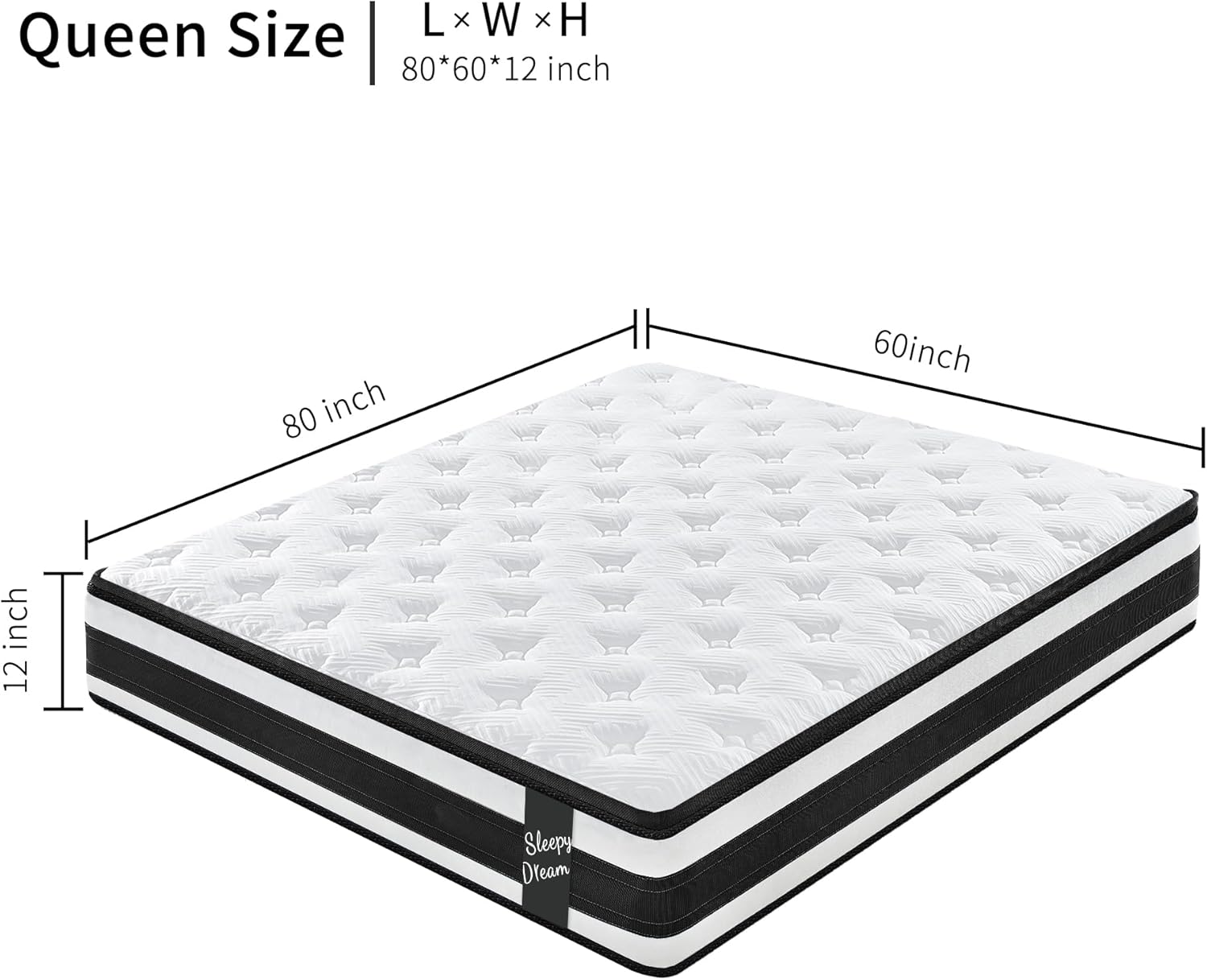 12 Inch Queen Size Hybrid Mattress Individual Pocket Spring Oeko-Tex 100 Breathable Memory Foam Knitted Cover CertiPUR-US