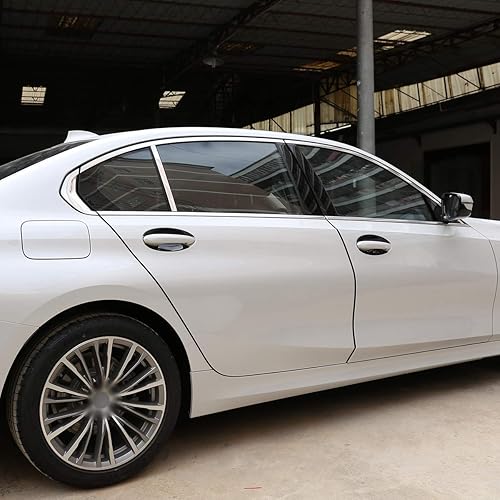 Miniatura 5 de YIWANG Manija de puerta cromada estilo fibra de carbono para BMW Serie 3 G20 G28 2019 2020 (fibra de carbono)