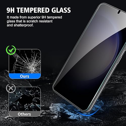 Miniatura 4 de Paquete de 2+2 protectores de pantalla de privacidad para Samsung Galaxy S23 con protector de lente de cámara, película de protección de vidrio