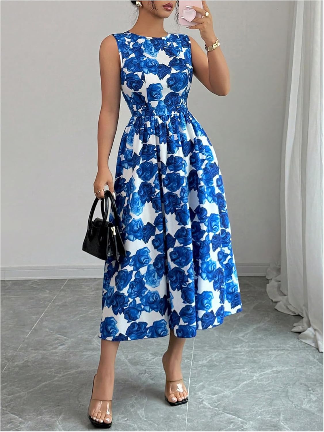 Floerns Women's Floral Tank Boho Midi Dress Sleeveless Ruffle Beach A Line Dresses - Image 2