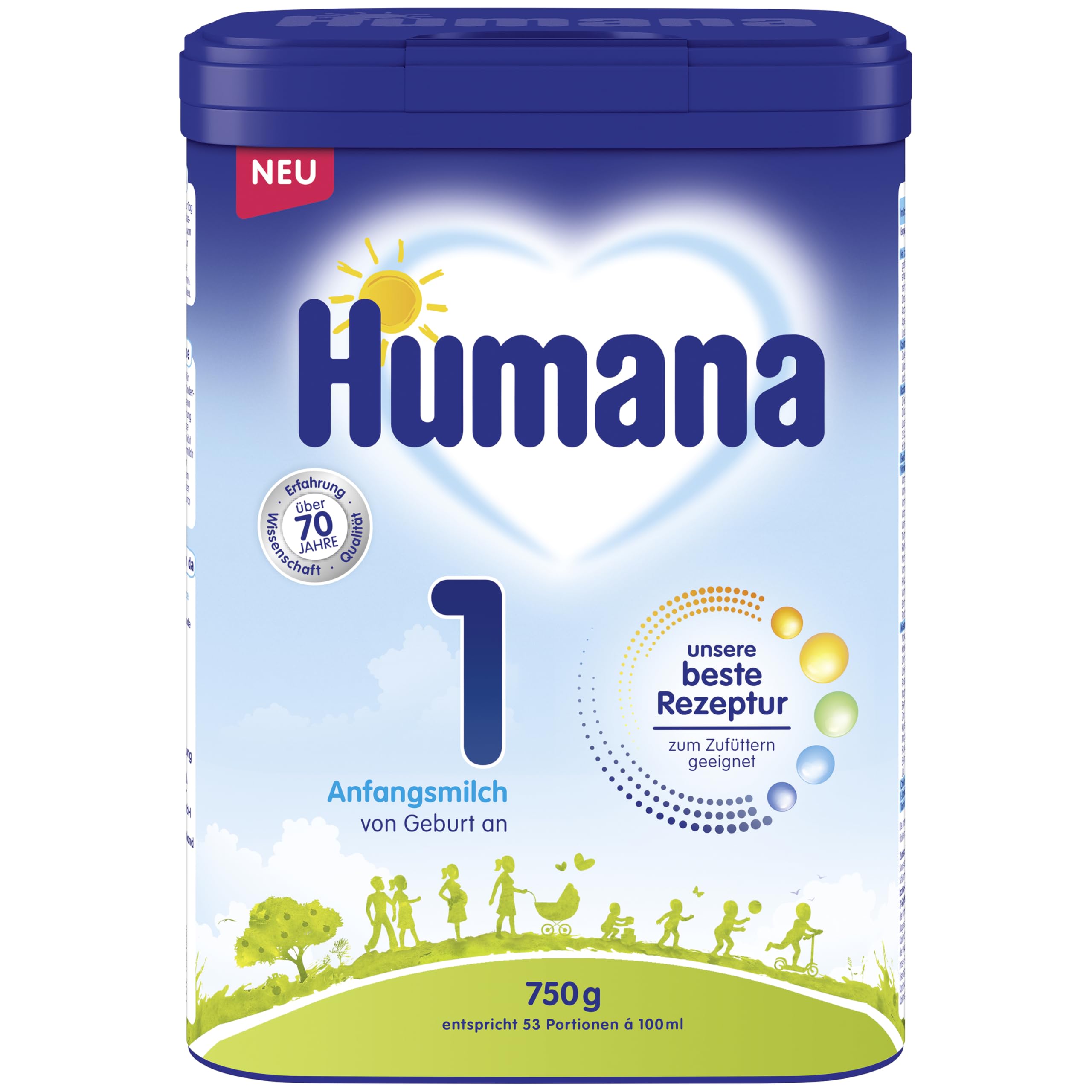 Humana 1 in polvere nuova formula per Neonati,750g, Confezione da 4