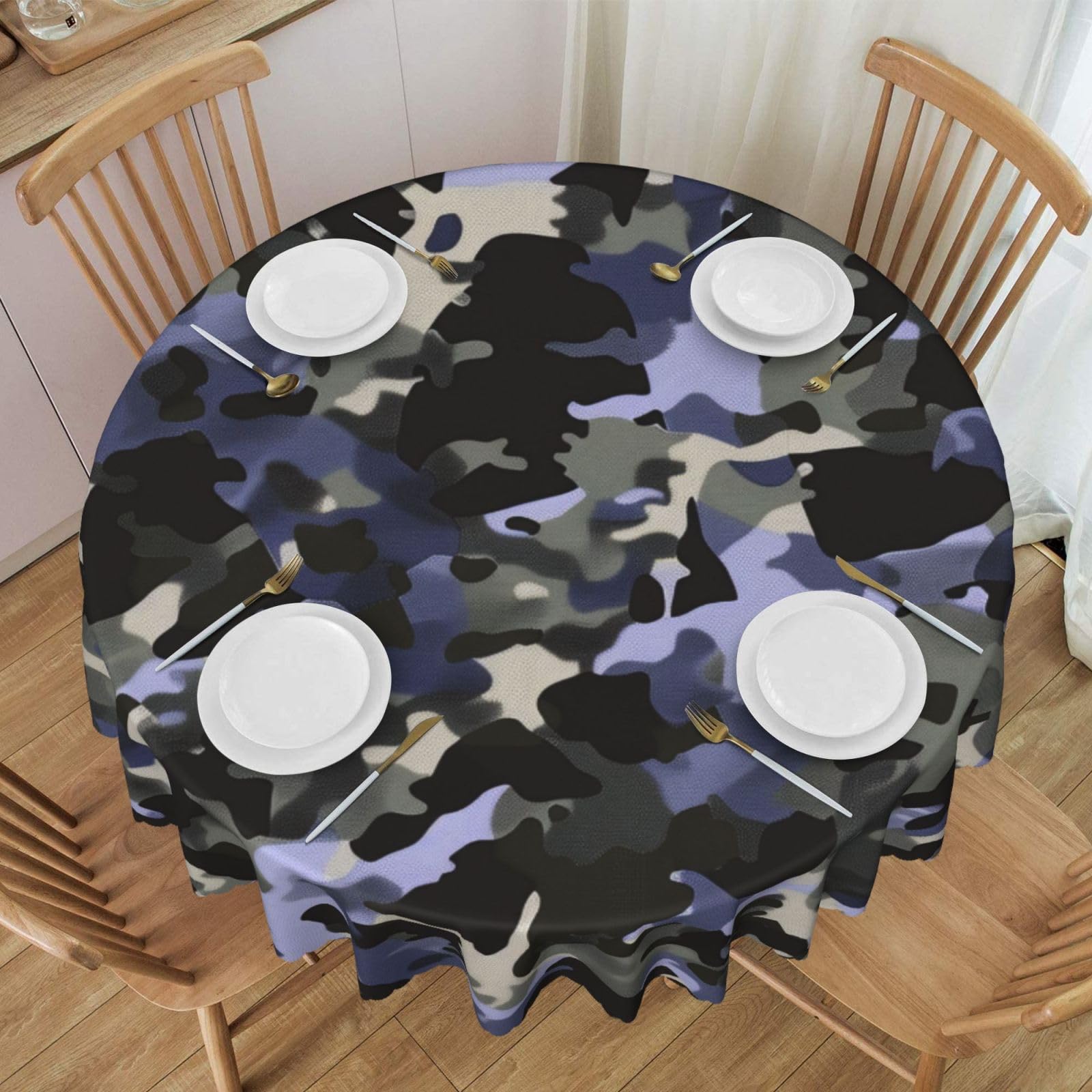 Nappe ronde camouflage anti-tache de 152 cm pour protéger votre table de cuisine