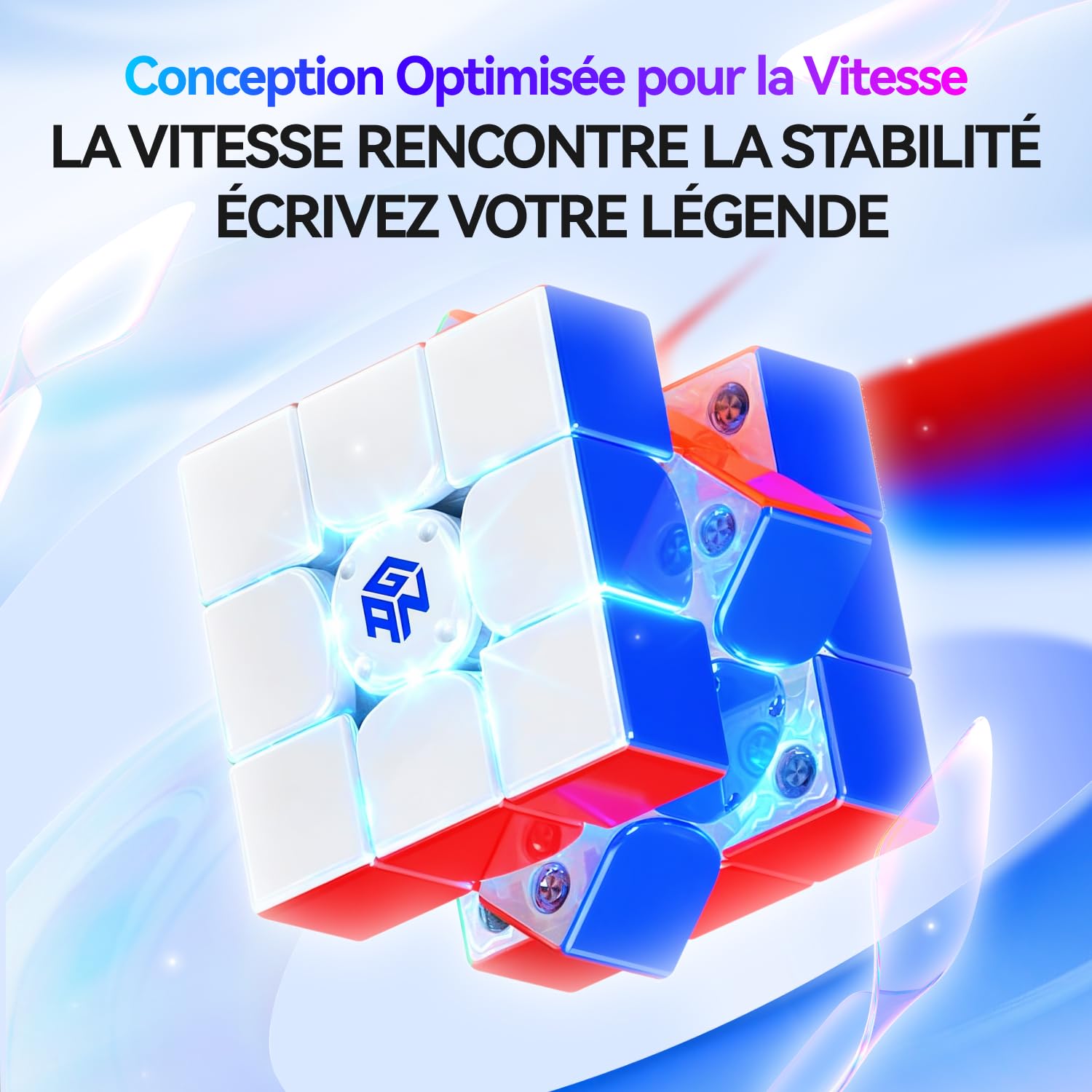 GAN i4 Leap Speed Cube 3x3, Magic Cube Connecté Bluetooth, Noyau Intelligent Omnidirectionnel avec Station de Charge GanPod, Suivi Gyroscopique Via l'App et Compétitions en Ligne