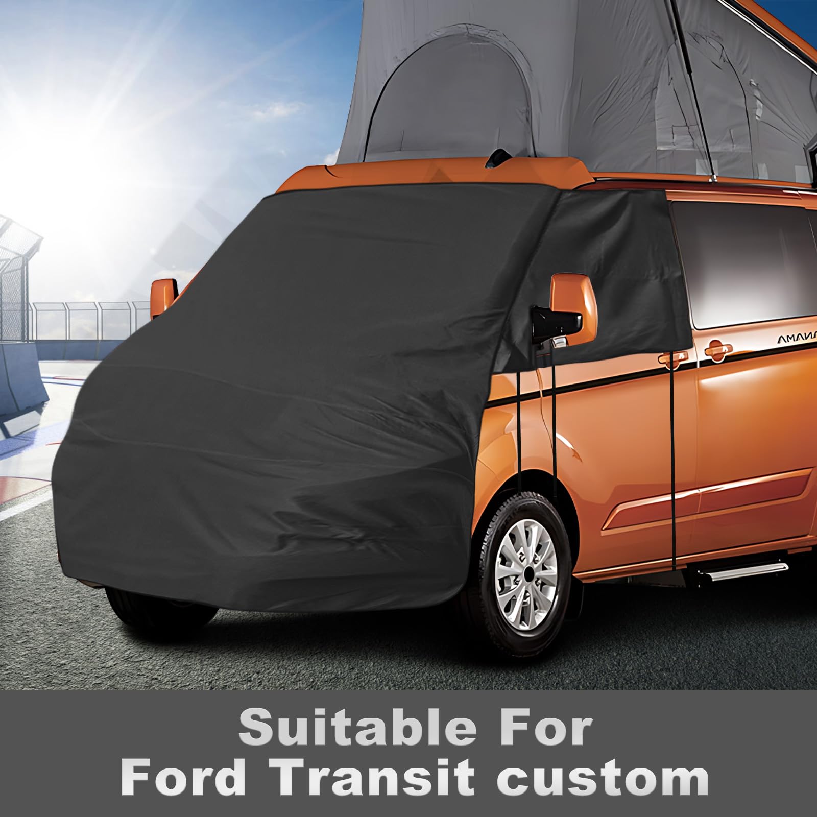 Cubierta de Parabrisas de Coche para Ford Transit MPV 2014 en adelante, 420D Protector de Proa Essential para Furgoneta con 10 Bandas e Imanes