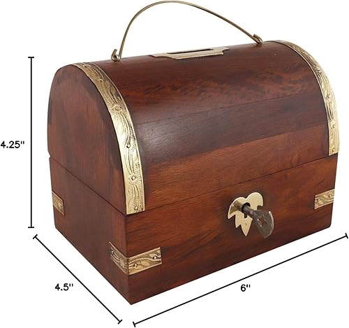 Miniatura 5 de Caja de dinero de madera hecha a mano para niños, adultos, niños, niñas con cerradura, alcancía de madera de gran tamaño, caja de ahorro, caja de