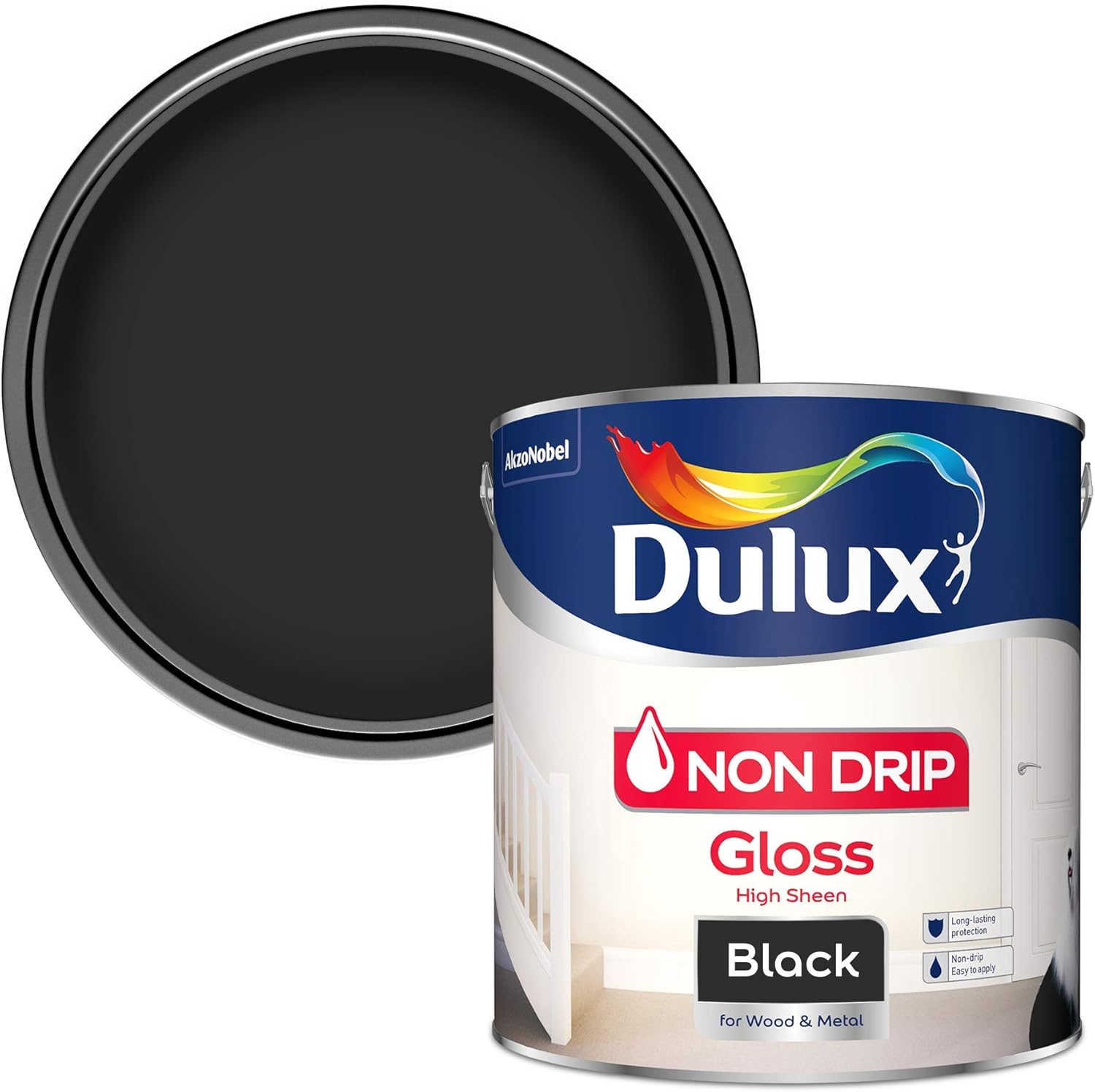 Dulux Non Drip Gloss Paint For Wood And Metal Black 2.5L Amazon.co