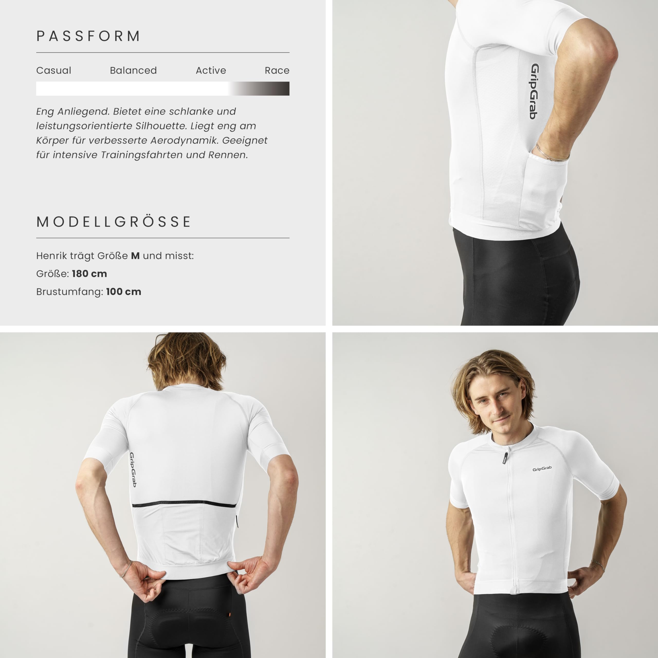GripGrab PACR Radsport Kurzarmtrikot Herren - Sommer Rennrad Trikot Aero | Enganliegende Aero-Performance-Passform, Mesh-Einsätze für Belüftung, 3 Rückentaschen & YKK-Reißverschluss, MTB & Gravel