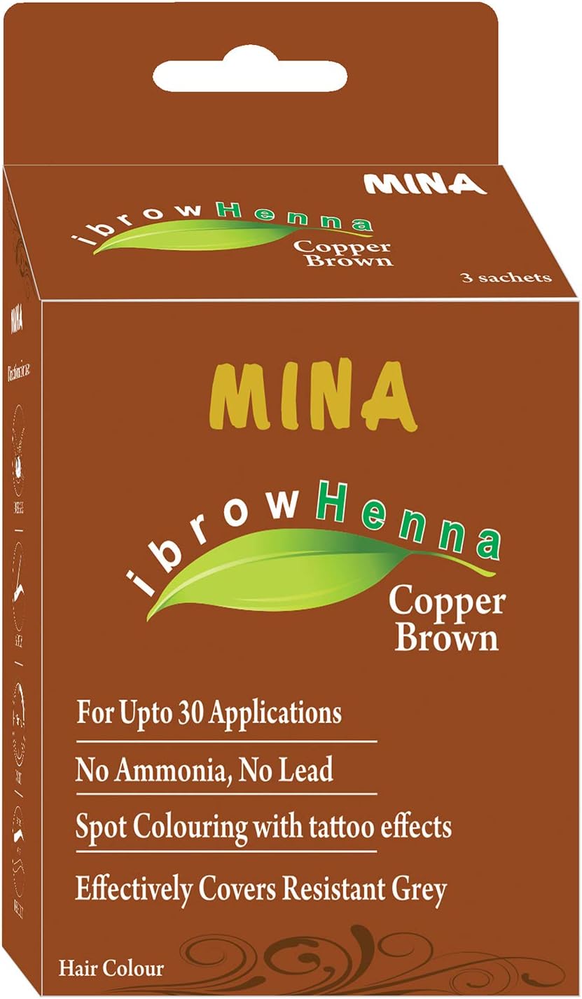 Mina Eyebrow Henna Copper Brown Regular Pack & Tinting Kit For Brow Dye