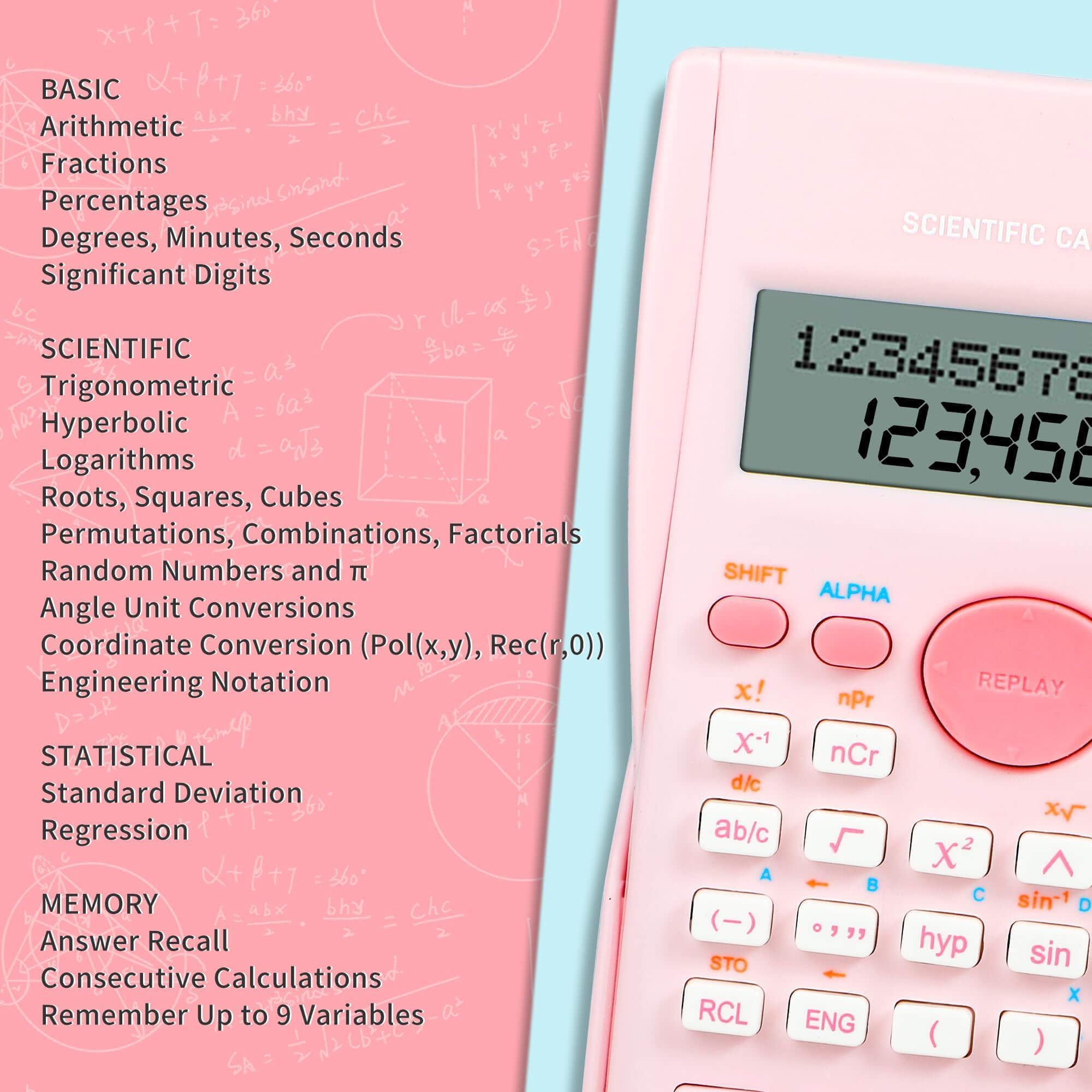 Calculatrice scientifique, calculatrice de mathématiques scientifiques à 2 lignes, calculatrice de fonction calculatrice pour étudiants, algèbre, géométrie, caculateur de base pour étudiants du