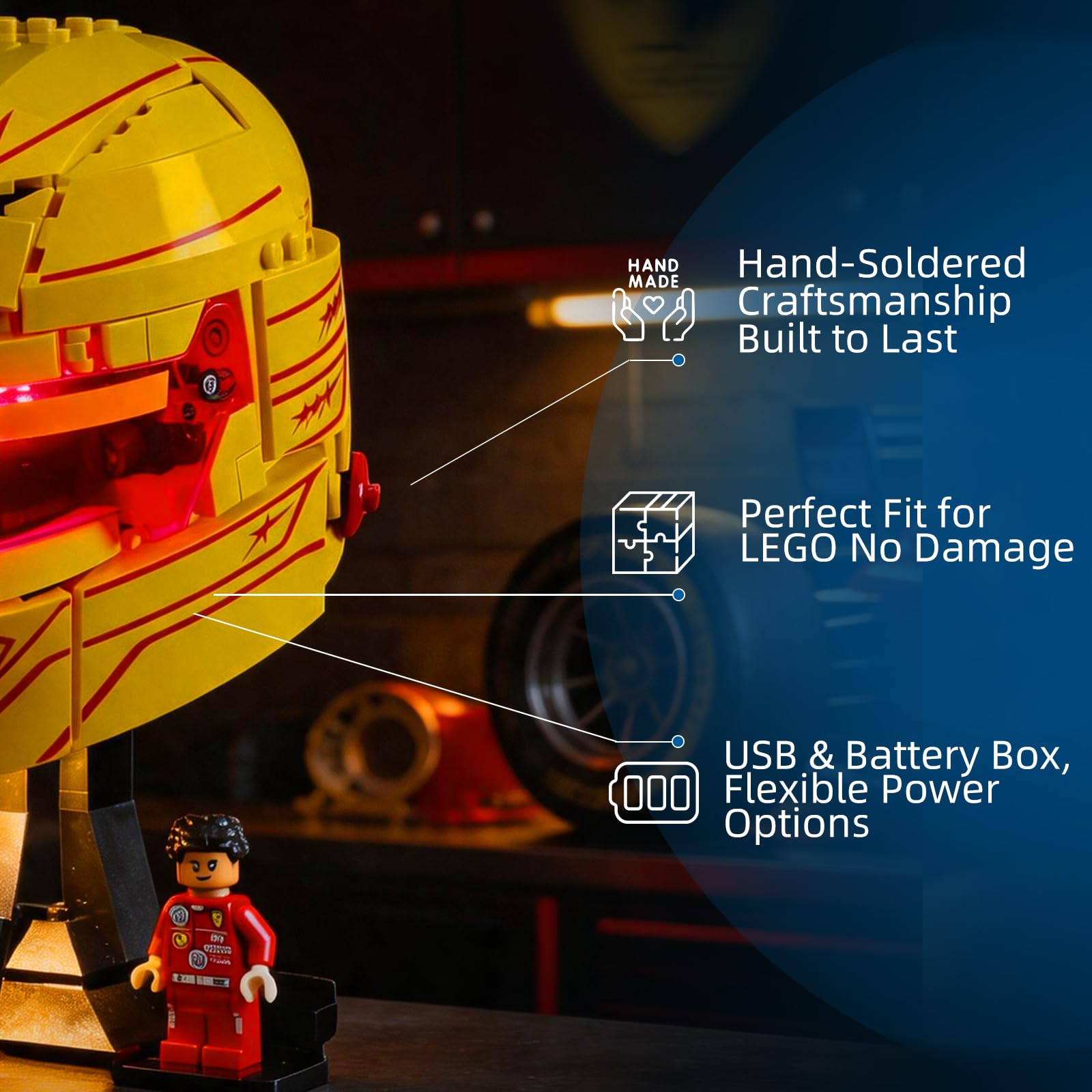YEABRICKS Światło LED do modelu klocków Lego-43022 Editions Scuderia Ferrari, HP Lewis Hamilton, zestaw klocków (zestaw nie jest dołączony)