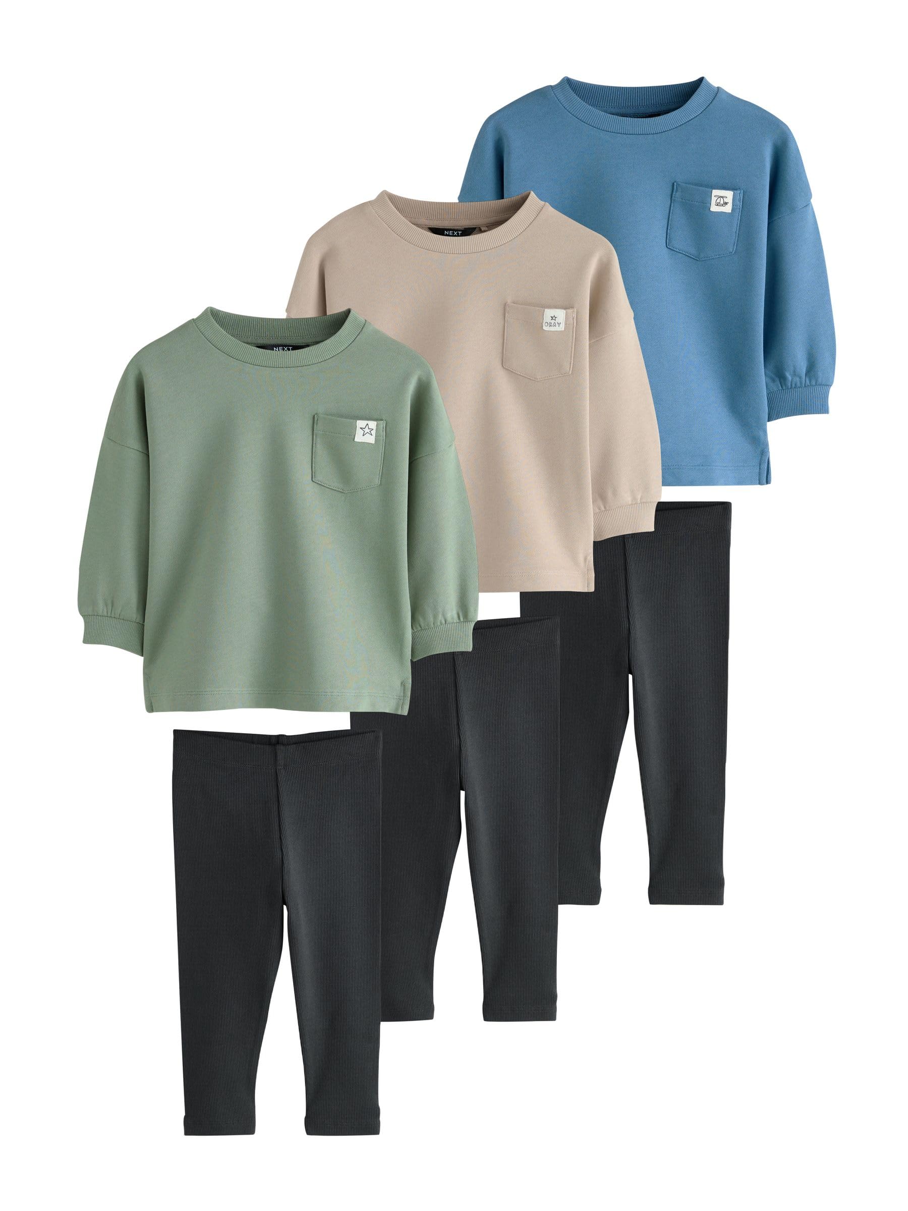 NEXT Jungen Langarmoberteil und Leggings im 3er-Set