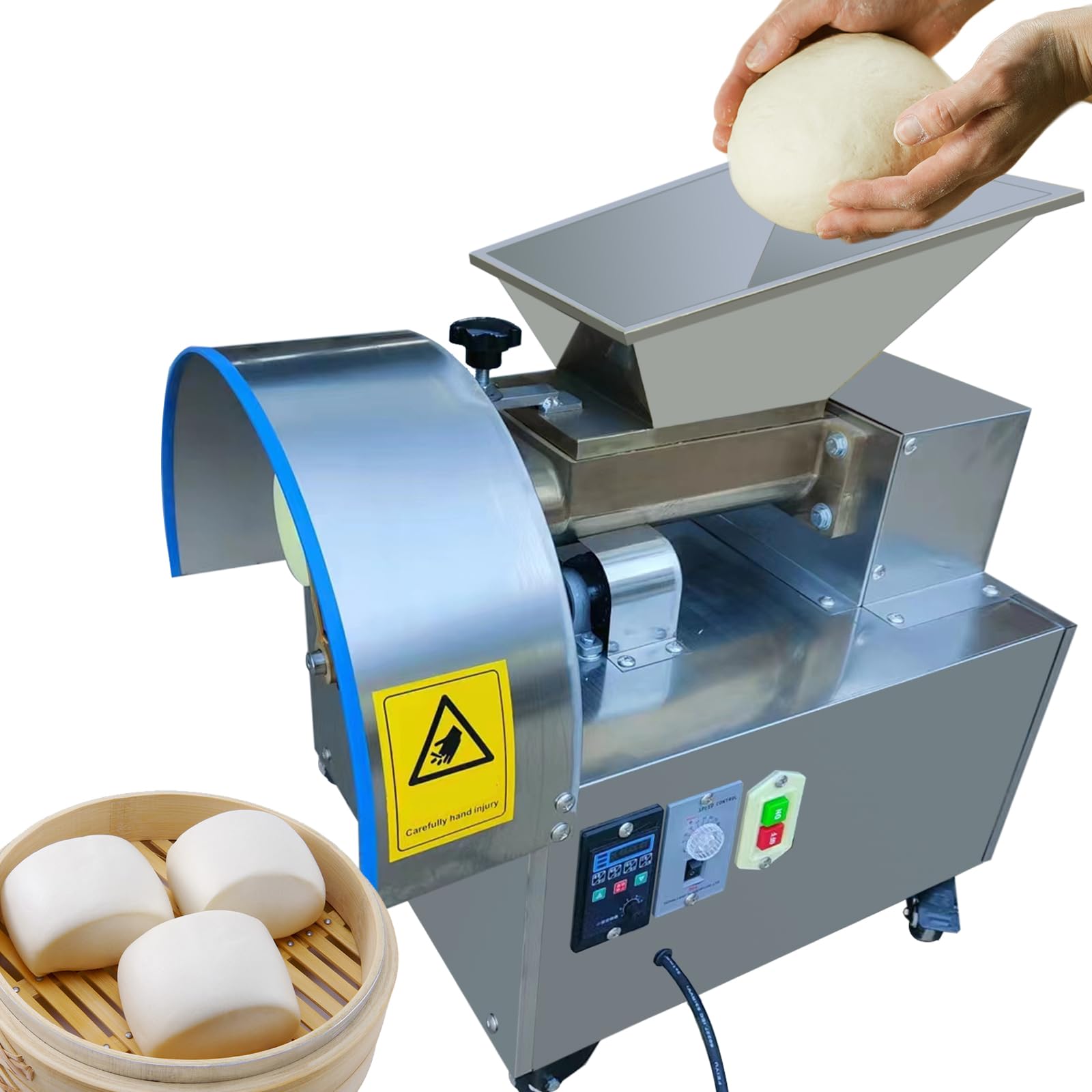 TXMACHINE Commercial Dough Divider Electric Quantitative Dough Cutter Stainless Steel Dough Ball Maker for Bread tortilla Pizza biscuit with adjustable speed (1-100g, 110V/60HZ)