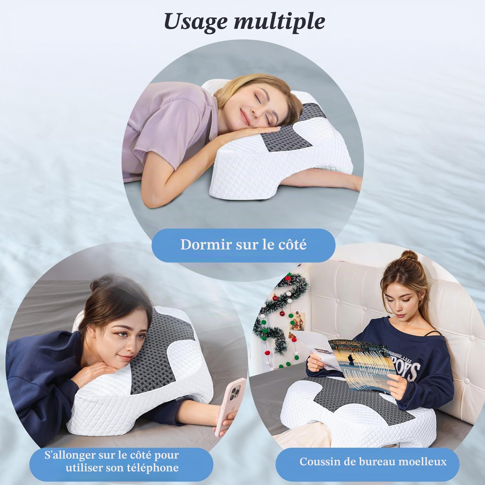 SAHEYER Oreiller Latéral avec Trou pour Bras, Coussin Memoire Forme