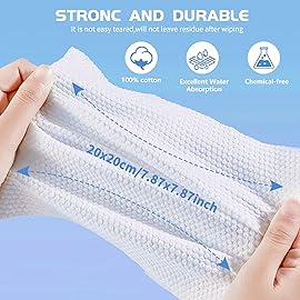 Cotton Facial Dry Wipes 100 Count, Deeply Cleansing Disposable Face Towel Wash Cloth, Multi-Purpose for Skin Care, Make-up Wipes and Facial Cleansing (4 Pack)