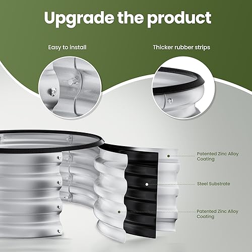 Miniatura 4 de ZXZYHFTY Kit de cama de jardín elevada galvanizada redonda, caja de maceta elevada negra para jardín, macetas elevadas redondas de metal grandes