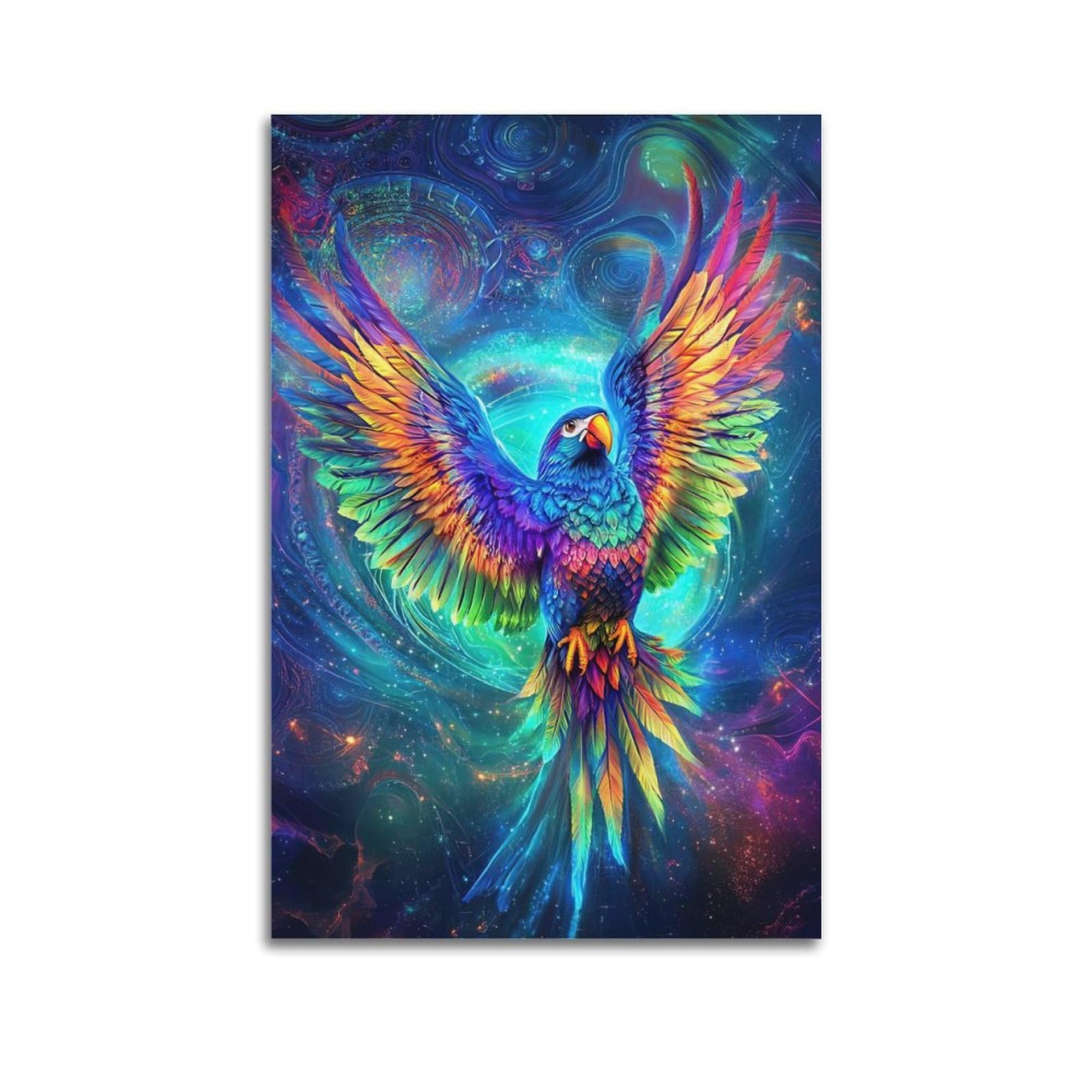 ZSZWHJ Animal Poster Parrot in The Stars Poster Decorative Painting Canvas Wall Posters And Art Picture Print Modern Family Bedroom Decor Posters 24x36inch(60x90cm)