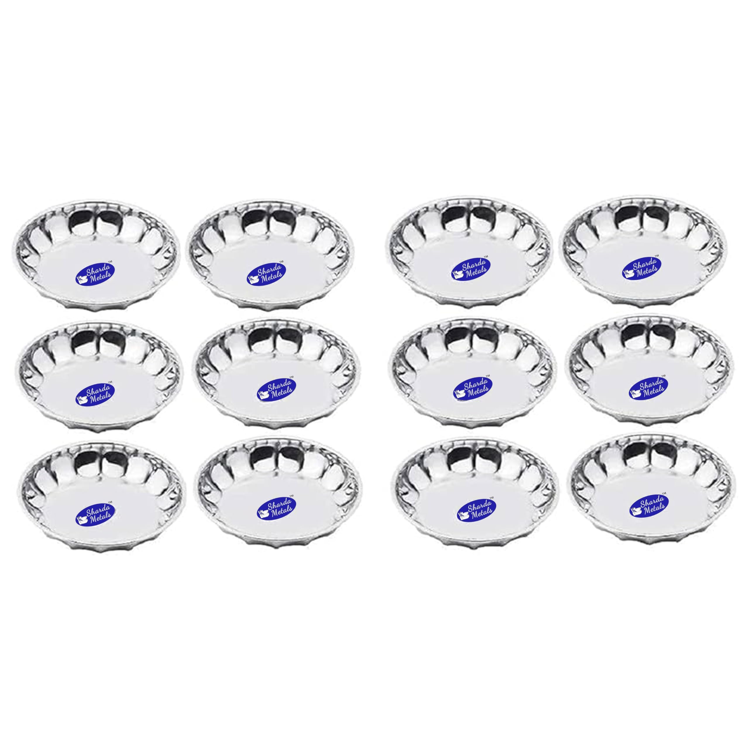 Sharda Metals Stainless Steel Fancy Plates Dishes, Silver - Set of 12 (B0837W7FH6) Amazon Price History, Amazon Price Tracker