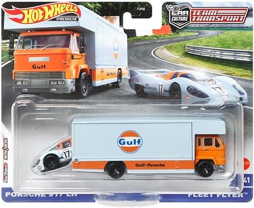 Hot Wheels Folleto de la flota de transporte del equipo con Porsche 917 LH '18 disponible en Yaxa Guatemala