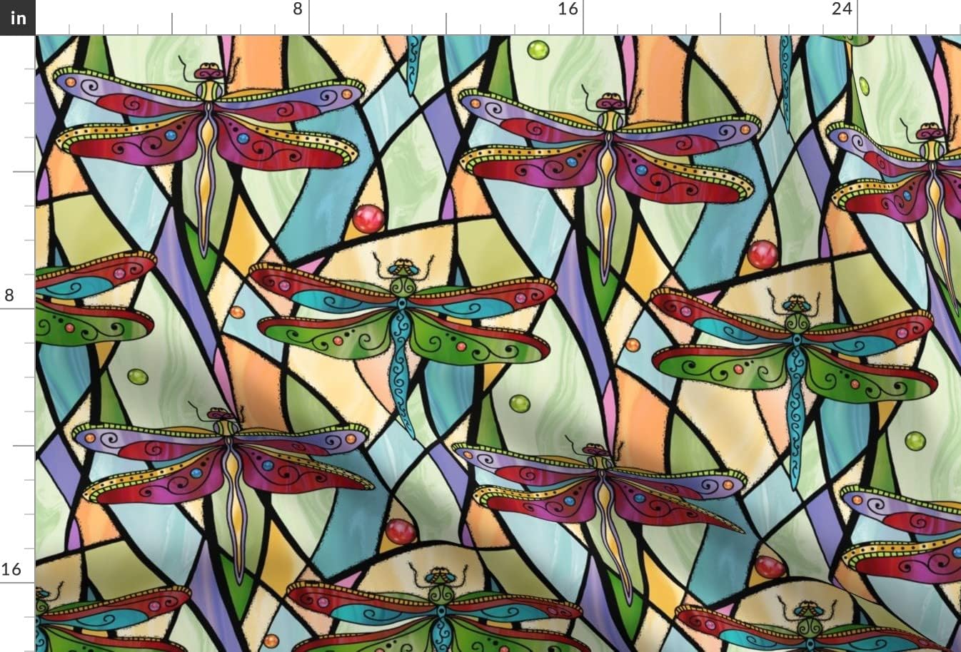 Spoonflower Fabric - Dragonflies Stained Glass Insects Red Colorful Art Deco Dragonfly Printed on Upholstery Velvet Fabric Fat Quarter - Upholstery Home Decor Bottomweight Apparel