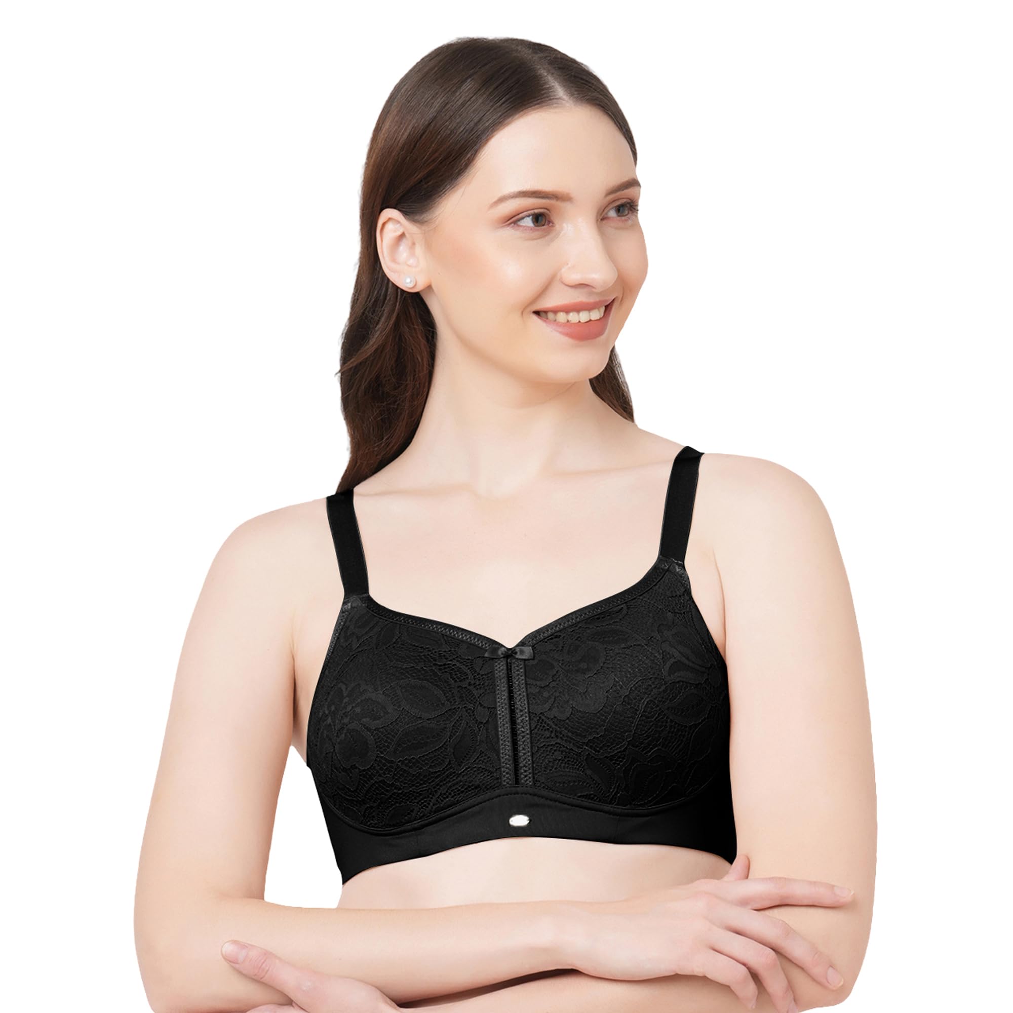 soie Women Non Padded Non-Wired Full Coverage Minimizer Lace Bra-picture-3