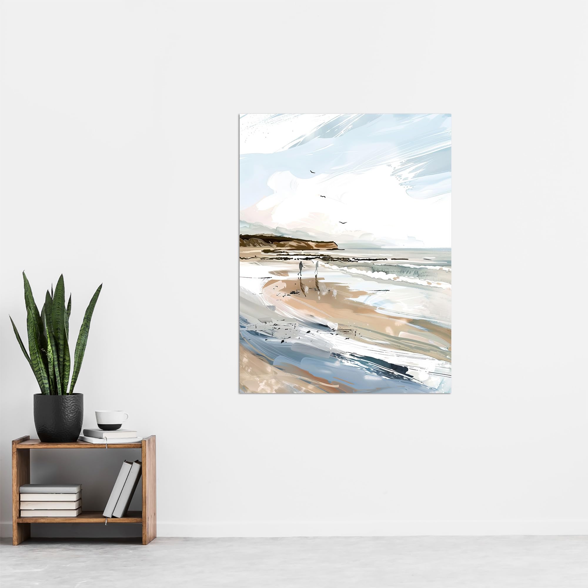 Artery8 Filey Beach Watercolour Coastal Landscape England Living Room Extra Large XL Wall Art Poster Print - Image 4