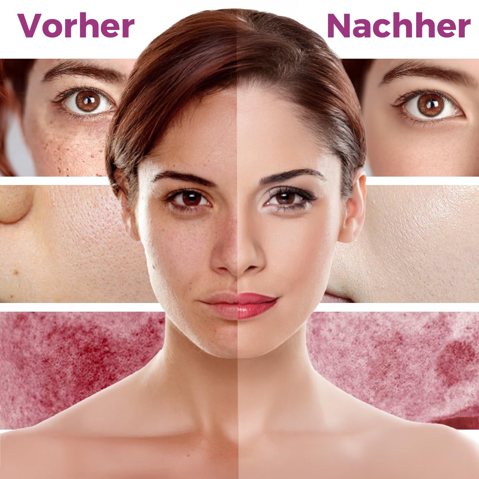 LED Maske Gesicht Gesichtsmaske für Gesicht, Hals & Dekolleté – 480 LEDs, 4 Lichtmodi (Rot, Blau, Gelb, Nah-Infrarot-NIR) – Anti-Aging Lichttherapie gegen Falten, Akne & für strahlende Haut