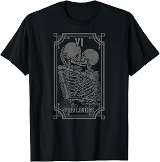 The Lovers Tarot Card Goth Skull Halloween Gothic Occult T-Shirt