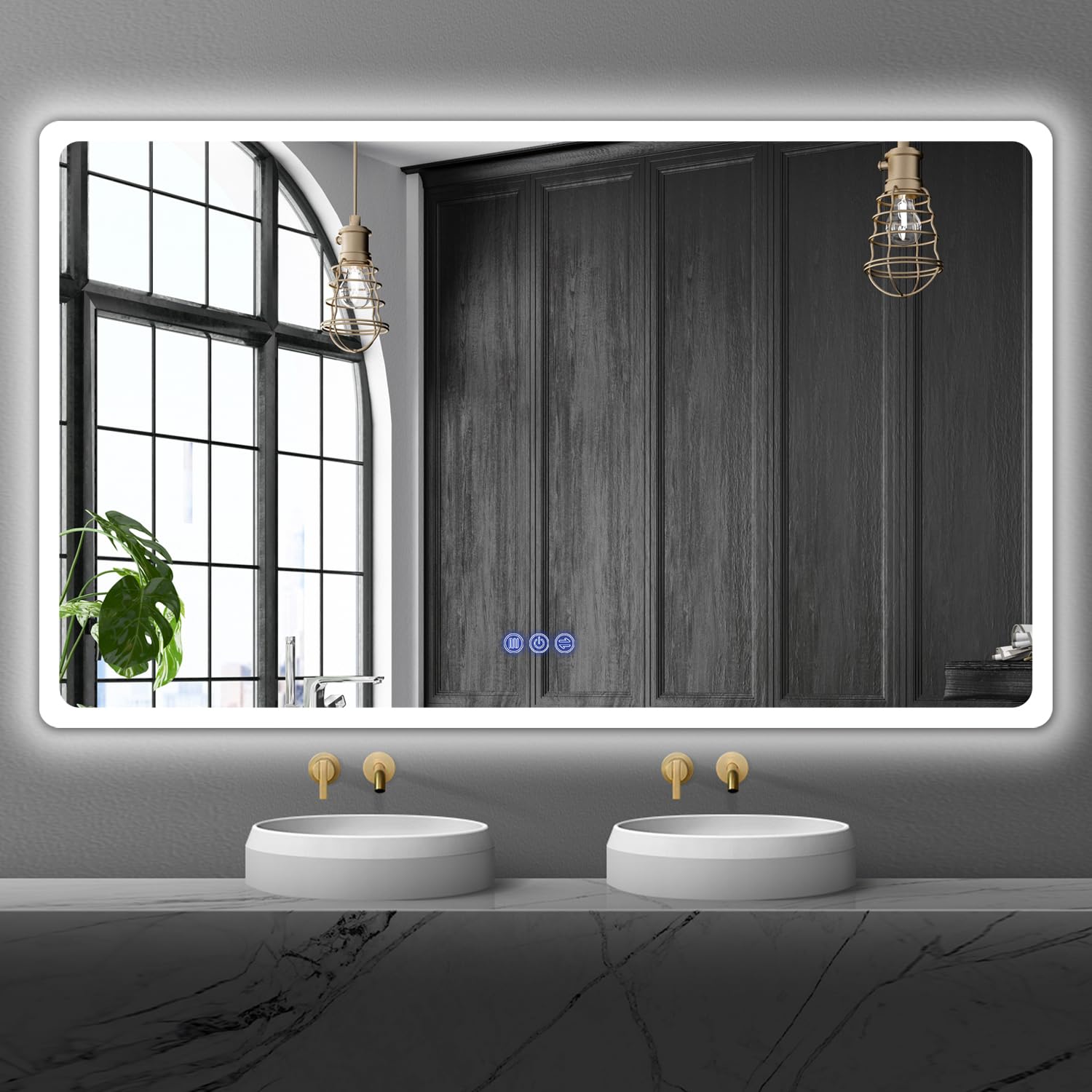 baklon Badspiegel mit Beleuchtung 150x70cm, Badezimmerspiegel Wandspiegel und Touch-Schalter, IP65-Led-Spiegel-Bad mit Speicherfunktion, 3 Farbtemperatur,Horizontal/Vertikal, HD Hartglas