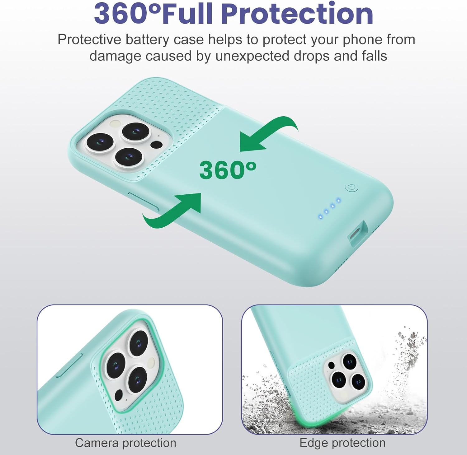 Battery Case for iPhone 16 Pro, [2025 Upgraded] 7500mAh Ultra-Slim Portable Smart Charging Case Rechargeable Protective Extended Charging Cover Only for iPhone 16Pro Battery Pack (6.3 Inch), Green