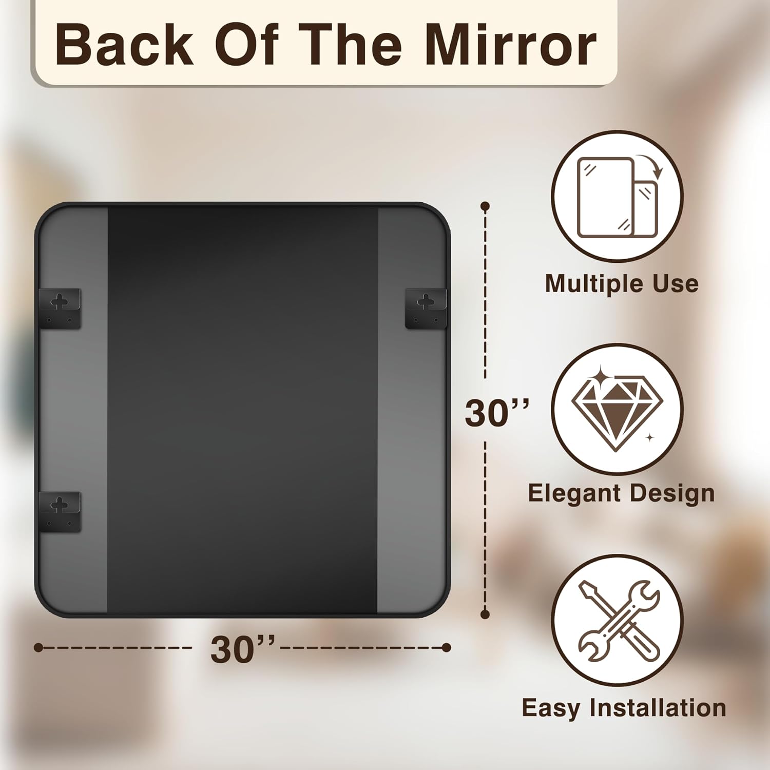 Bathroom Vanity Mirror for Wall, 30"x30" Wall Mounted Bathroom Mirror for Over Sink with Sturdy Metal Frame, Vertical or Horizontal, Living Room, Bedroom, Entryway(Black)