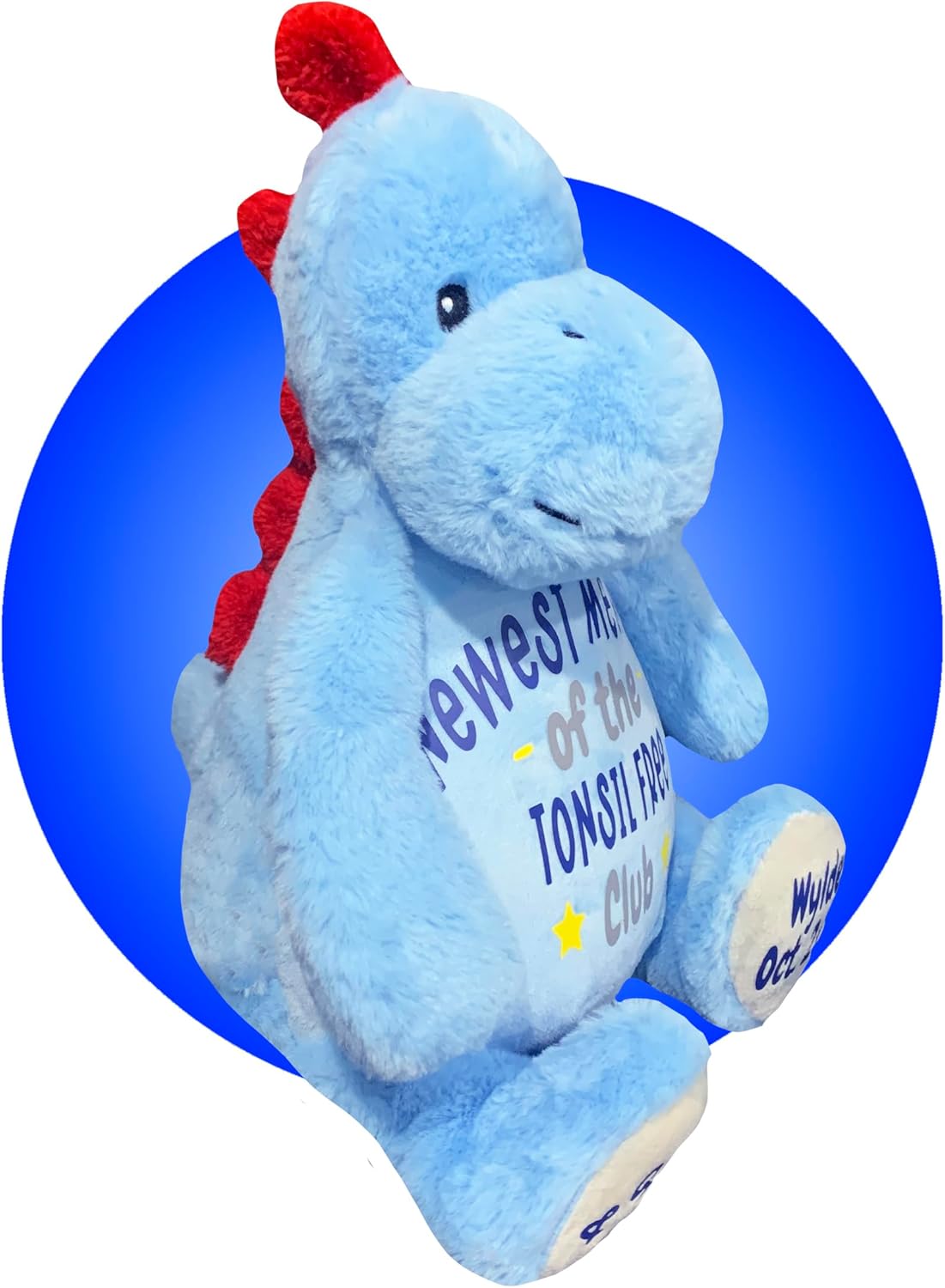Tonsils Out Gift for Children - Personalized Stuffed Dinosaur for Tonsillectomy - Tonsillectomy Recovery Kids - Get Well Soon Gift for Kids After Tonsil Surgery