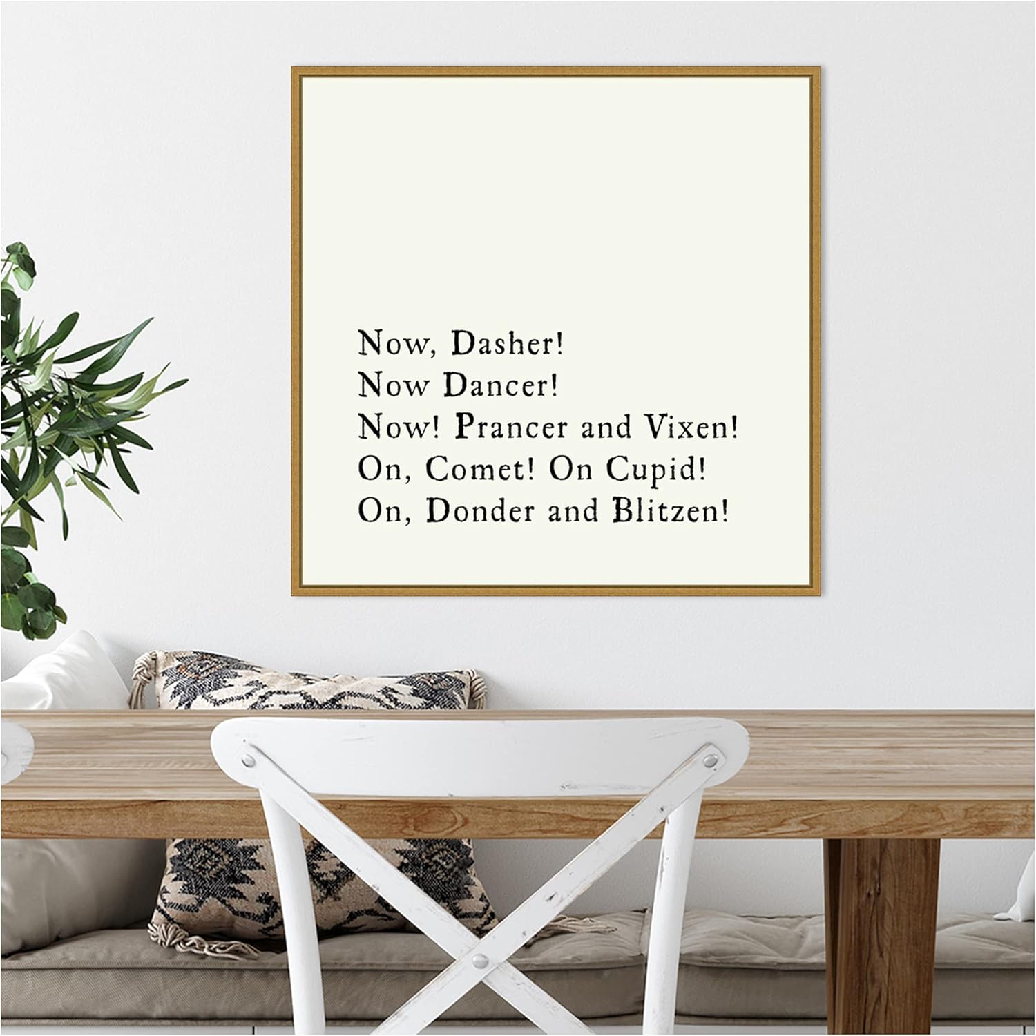 22" x 22" Gold Framed Holiday Canvas Wall Art